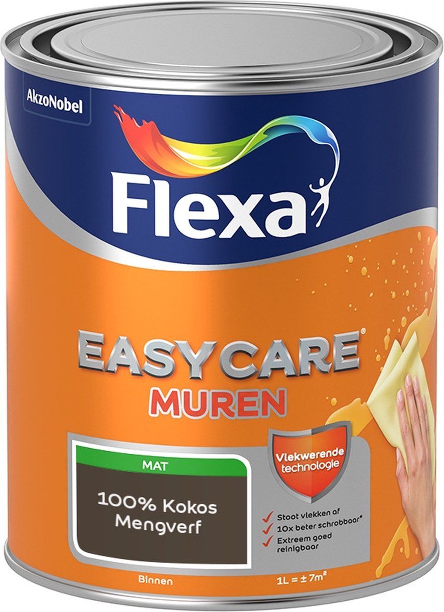 FLEXA Easycare Muurverf - Mat - Mengkleur - 100% Kokos - 1 liter