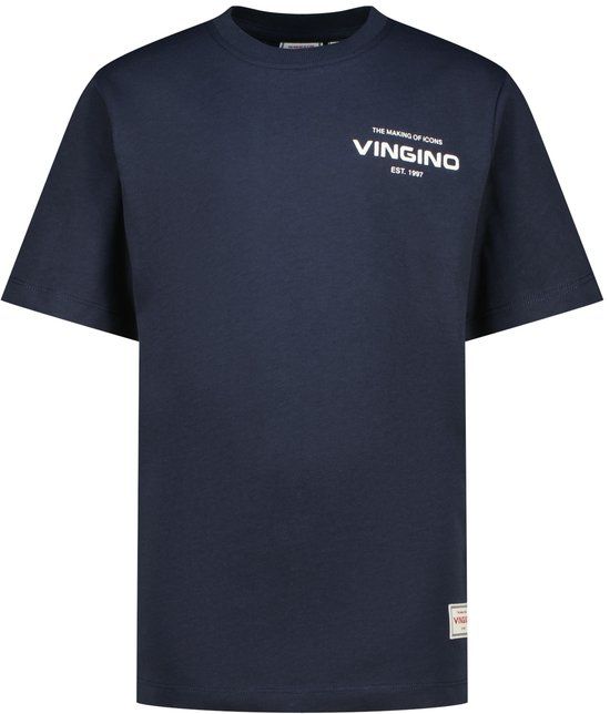 Vingino - Basic-logo - Jongens - T-shirt - Katoen - Korte mouw - Midnight Blue - Maat 176