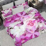 PETTI Artigiani Italiani Dekbedovertrek, beddengoedset, satijn, 100% Made in Italy, lila bloemen, super king (250 x 200 cm)