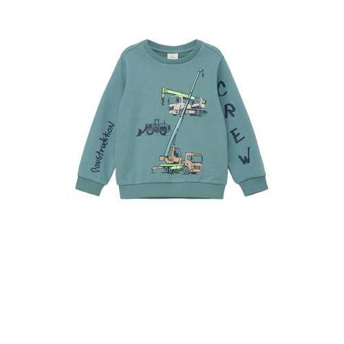 s.Oliver s.Oliver sweater met printopdruk petrol groen