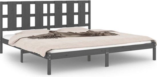vidaXL Bedframe Massief Grenenhout Grijs 200x200 cm