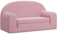 vidaXL Kinderslaapbank 2-zits zacht pluche roze
