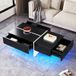 Pangivo Table basse brillante avec LED connectée et 3 tiroirs noir et blanc 100 x 50 x 34,5 cm