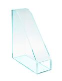 Osco Acryl tijdschriftenrek, extra brede bureauvloervijl en tijdschriftenhouder, dik premium acryldisplay voor kantoor, thuis, studeerkamer, glaslook (enkel)