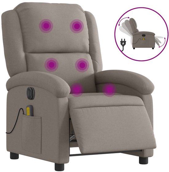 vidaXL Massagestoel elektrisch verstelbaar stof taupe