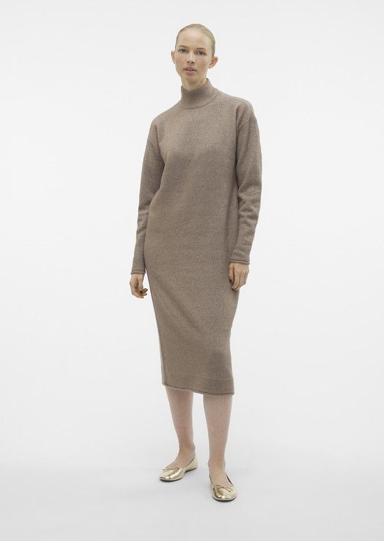 Vero Moda VMKADEN Gebreide Jurk - Bruin - Maat M