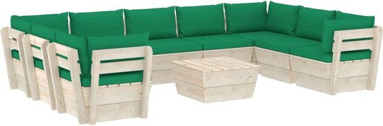 vidaXL 10-delige Loungeset met kussens pallet vurenhout