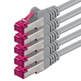 1aTTack.de 5m - grijs - 5 stuks - Ethernetkabel Gigabit LAN Netwerkkabel RJ45 CAT6a (10Gb/s) S-FTP CAT 6a LAN kabel - GHMT gecertificeerd PIMF 500 MHz