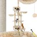 tectake® Kattenkrabpaal XXL – Plafondhoog 243-260cm – Verstelbare Krabpaal met Trap, Huisjes, Buis, Ligmandjes en Sisalzuilen – Beige/Wit