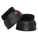 Imperial Riding Hoefklokken, IRH Bells van natuurlijk rubber, schokabsorberend en schuurvrij, met zachte rand, veilige klittenbandsluiting, robuuste paardenhoefbellen voor training, zwart, L