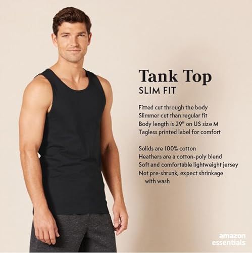Amazon Essentials Men's Slim-Fit Tank Top, Black, XS