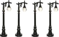 Lumineo Kerstdorp straatlantaarns - 4x - met verlichting - 10 cm