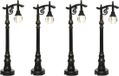 Lumineo Kerstdorp straatlantaarns - 4x - met verlichting - 10 cm