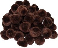 Pompons - 105x - brun foncé - 25 mm - matériel de loisirs créatifs