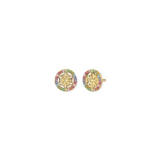 Engelsrufer Oorstekers Geel Verguld Zilver 925 - Multicolor Zirkonia - 10mm Ø - Levensbloem
