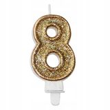 ARPEX Premium Gouden Kaars Cijfer 8 - 7,3cm Goud