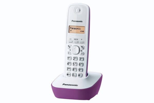 Panasonic KX-TG1611FRF DECT Phone | Number Identification | Purple, White