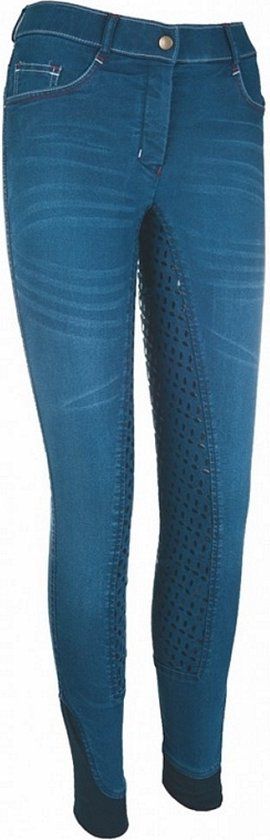HKM Rijbroek Summer Denim Easy Siliconen - maat 36 - jeansblue
