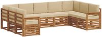 vidaXL 9-delige bank loungeset van acaciahout, natuurlijk en beige