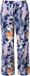 Ulla Popken - Dames - Broek Rose bloemenprint wijde pijpen elastische tailleband - Inktblauw - Maat 54+