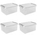 Sunware Comfort Line Opbergbox Set van 4 36L – 50x40x26cm – Transparant Metaal – Ruimtebesparend – Opbergbox