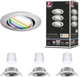 Paulmann Base set de 3 spots encastrables - Chrome mat - Zigbee - RGBW - 9cm - 3000K - 430lm - Dimmable