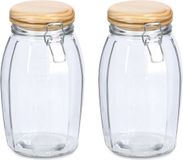Zeller Voorraadpotten/bewaarpotten - 2x - 1.85L - glas - met beugelsluiting - D13 x H23 cm