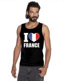 Bellatio Decorations Shoppartners Bv Zwart I love Frankrijk supporter singlet shirt/ tanktop heren - Frans shirt heren XXL