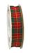 Präsent GLASGOW 25 mm 25 m band met draad, gouden rand, rood/groen