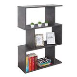 Boekenkasten RICOO Boekenkasten 97 x 70 x 25 cm Staande plank betonlook grijs Ruimteverdeler – WM072-BG