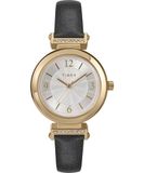 Timex Main Street Dameshorloge, 31 mm, Zwarte Leren Band, Zilverkleurige Wijzerplaat, Goudkleurige Kast, TW2W96400