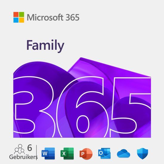 Microsoft Office 365 Family - 6 Gebruikers - NL - 1 Jaar Abonnement - Download