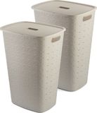 Curver Softex Wasmand met Deksel 56L - 2 stuks - Beige