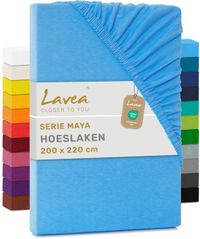 Lavea® Hoeslaken 200x220 cm – 100% Katoen, Zacht en Ademend – Geschikt voor Matrassen tot 35 cm – Jersey met Elastiek Rondom – Hemelsblauw