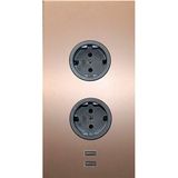 Caressi Hoekstopcontact 2ST220 - stopcontact 2-voudig met 2 x USB voor verticale montage in een hoek, roestvrij staal, 230 V