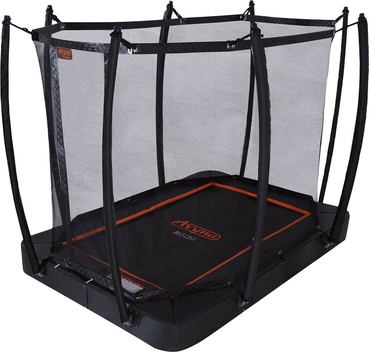 Avyna Pro-Line FlatLevel trampoline 213 - 275 x 190 cm + Royal Class Veiligheidsnet - Zwart