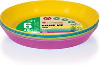 Juypal Hogar Juypal Borden - 6x - gekleurd - kunststof - D18,5 x H2,5 cm - herbruikbaar - BPA-vrij