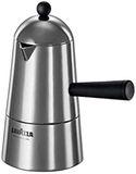 ILSA Caffettiera Espresso Carmencita Classic, Alluminio, Manico e Pomolo Neri, Capacità 20 cl, Tazze 3