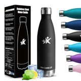 HoneyHolly Drinkfles van roestvrij staal, 500 ml, BPA-vrij, lekvrij, vacuüm geïsoleerd, thermoskan, dubbelwandige waterfles voor fiets, reizen, sport, yoga, camping, fiets