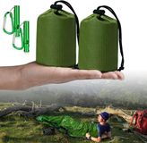 Nood Slaapzak - 2 Stuks - Nooddeken - Waterdichte Overlevingsdeken - 210x90cm - PE - Reddingsdeken - Isolatiedeken - Survival Slaapzak - Noodtent - Vert