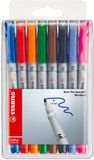 STABILO OHPen - Uitwisbare Marker - Universal M Punt 1,0 mm - Etui Met 8 Kleuren