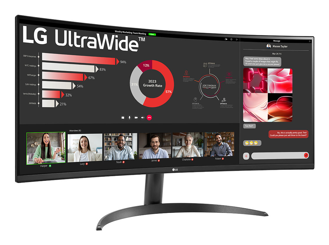 LG 34WR50QK-B 34" Ultrawide Curved Monitor - 3440x1440, 100Hz, HDMI, DisplayPort