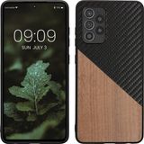 kwmobile Houten Backcover voor Samsung Galaxy A52 / A52 5G / A52s 5G - Donkerbruin / Zwart