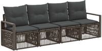 vidaXL Tuinbank - Set - 4 zitplekken - Grijs - Polyrattan