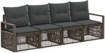 vidaXL Banc de jardin - Set - 4 places assises - Gris - Polyrattan