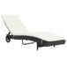 VidaXL Lounge Tuinstoel Gecapitonneerde Zitting Polyethyleen, Rotan, Staal Zwart, Crème, Wit
