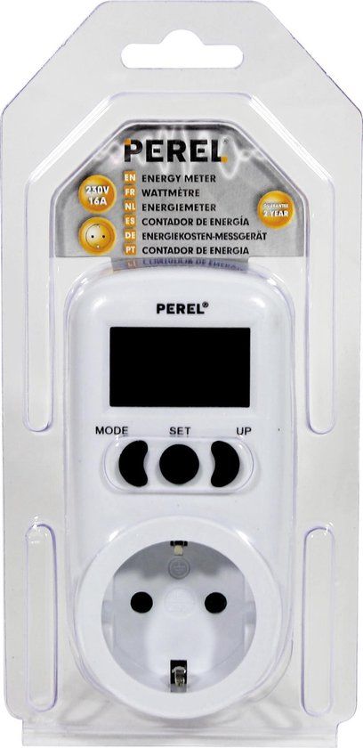 Perel Energiemeter - 230 V - 16 A - 3600 W - Type F - Wit
