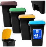 KADAX Pédale poubelle 45 litres, Poubelle à pédale avec couvercle, Tri des déchets (Brun-Noir, Noir-Vert, Noir-Jaune, Noir-Bleu)
