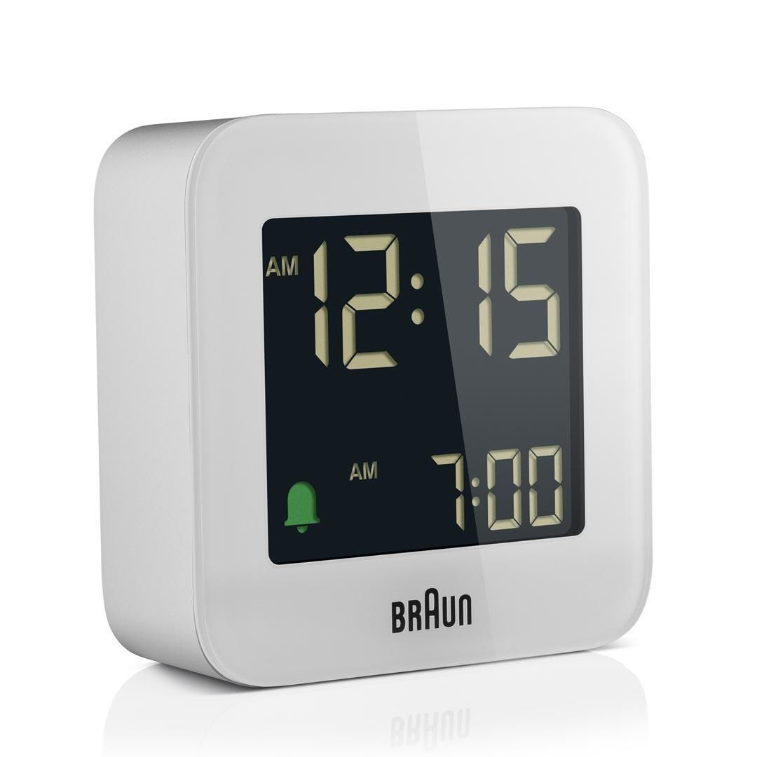 Braun BC08 Digital Alarm Clock - White - Square