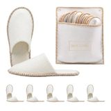 Relaxdays Pantoffels, 6 Paar, Set met Tas, Keuze uit Verschillende Kleuren | Groottes 36-45, Vilten Pantoffels, Antislipzool